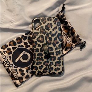 iphone X leopard loopy case, black front bumper
